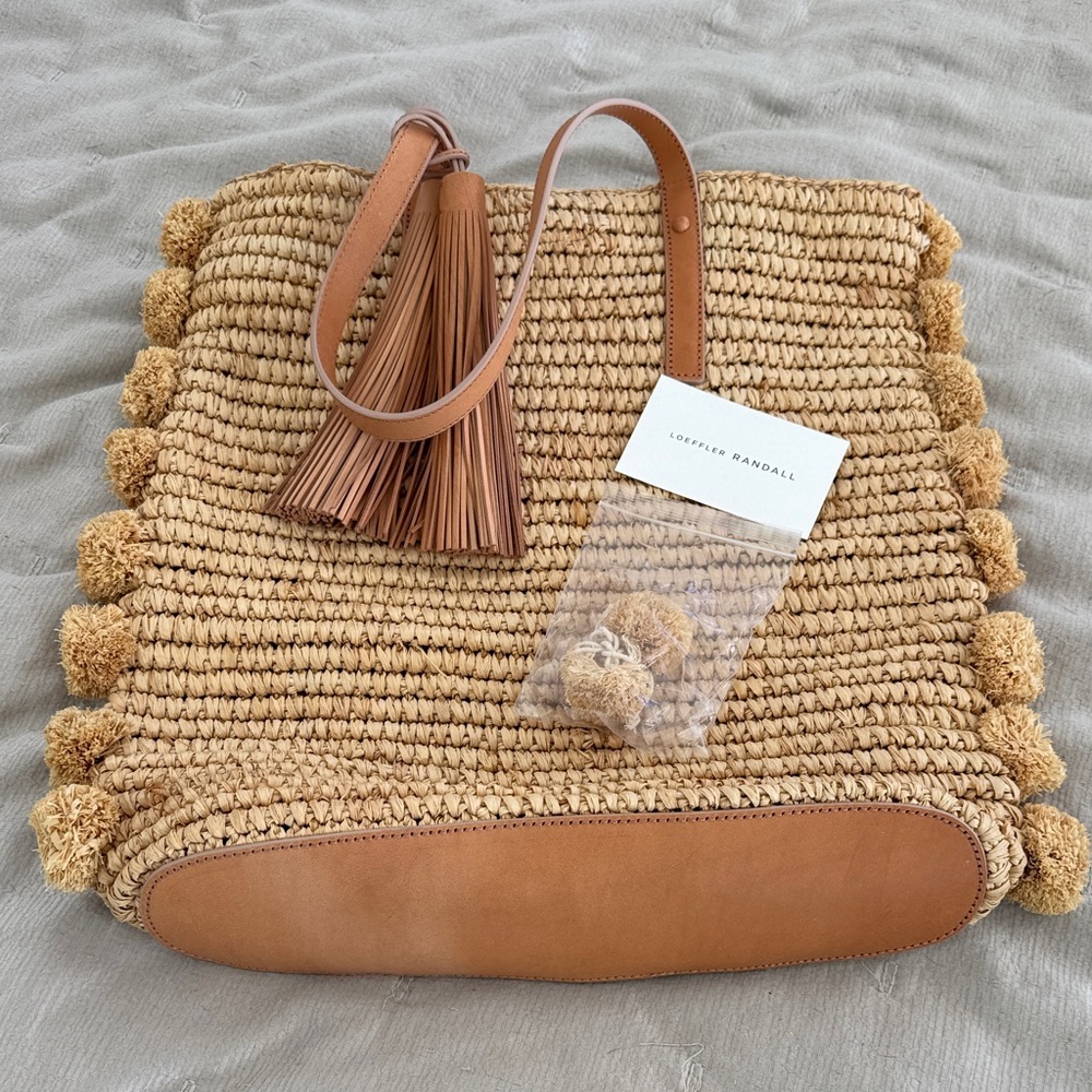 Loeffler Randall Beige Woven Tote with Tassel